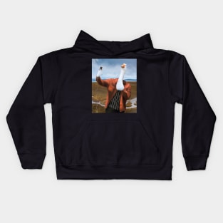 Human Duck Taking A Selfie Oil Painting Kids Hoodie